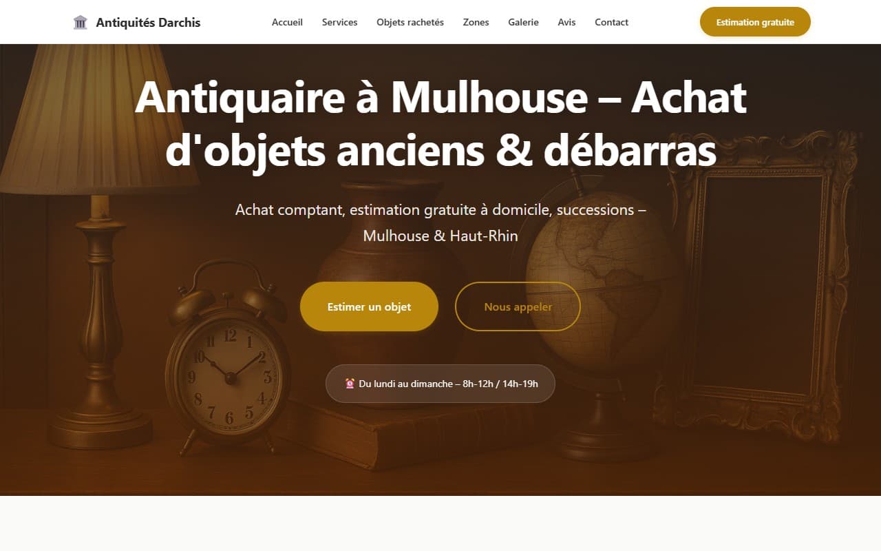 Capture d'écran du projet Antiquaire Darchis