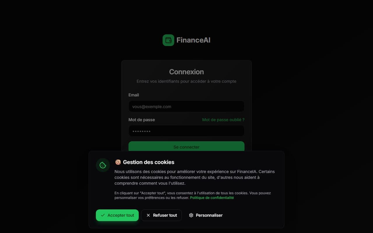 Capture d'écran du projet FinanceIA