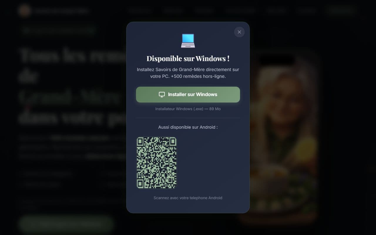 Capture d'écran du projet Savoirs de Grand-Mere